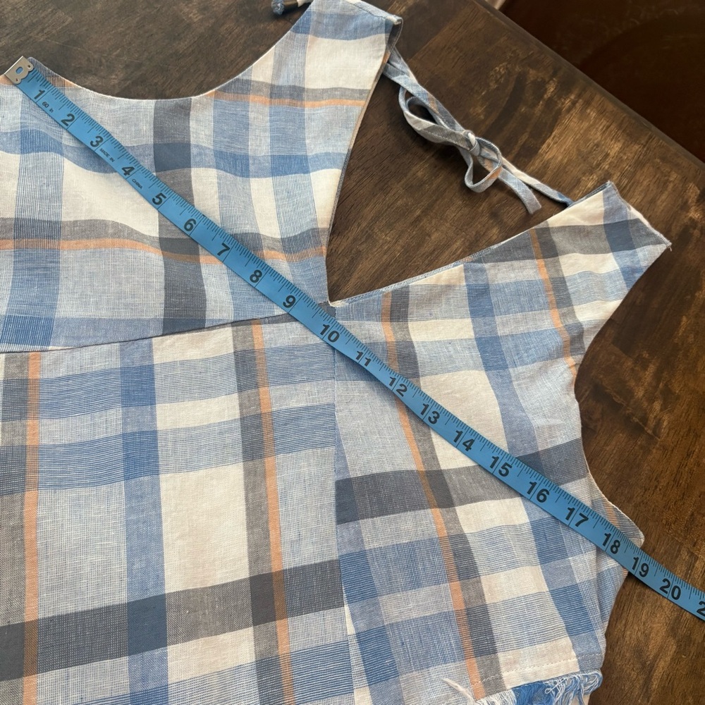 Doe & Rae Blue & White Plaid Sleeveless Swing Dress! Beautiful! Cotton blend. M - Picture 12 of 14